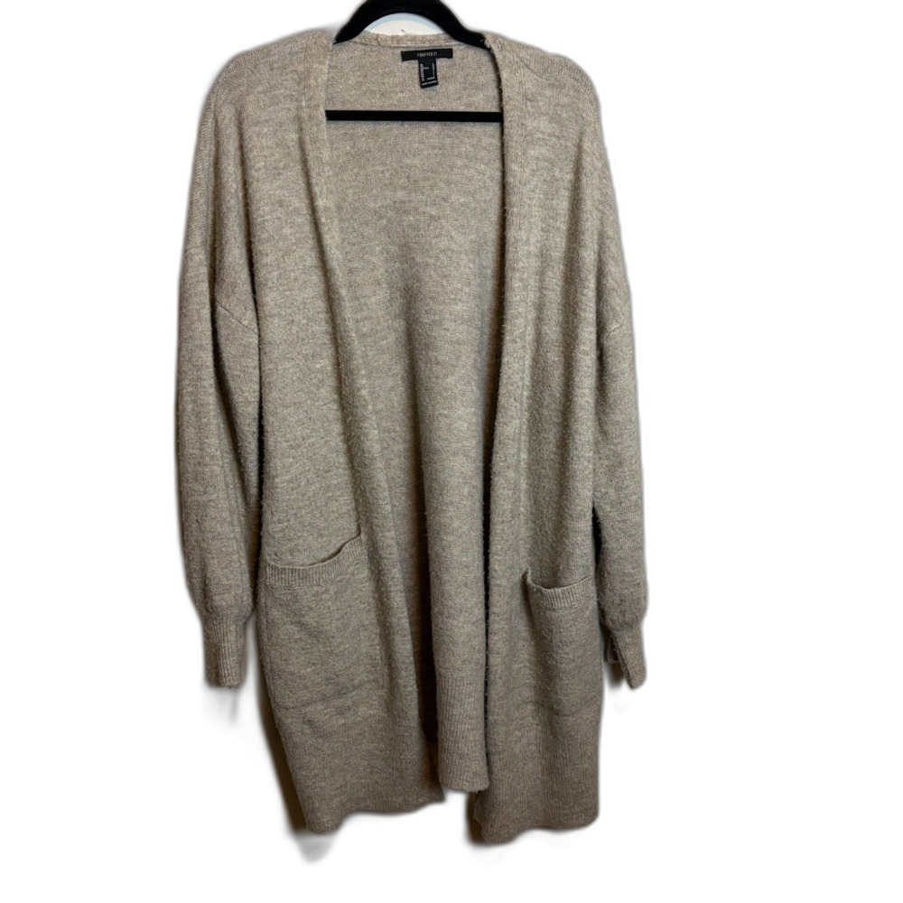 Forever21 Tan Long Cardigan Size L Women